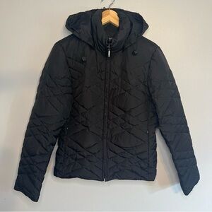 NEW YORK & CO Puffer Down Jacket Hooded Black Winter Outdoor Sz S Parka